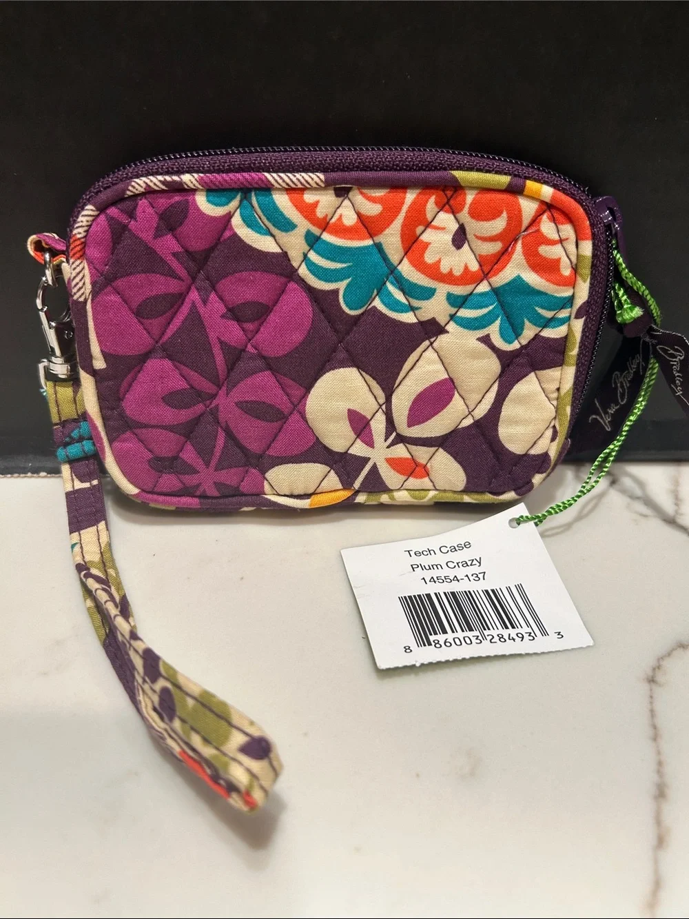 NWT Vera Bradley Plum Crazy Quilted Tech Case Wristlet Purse
